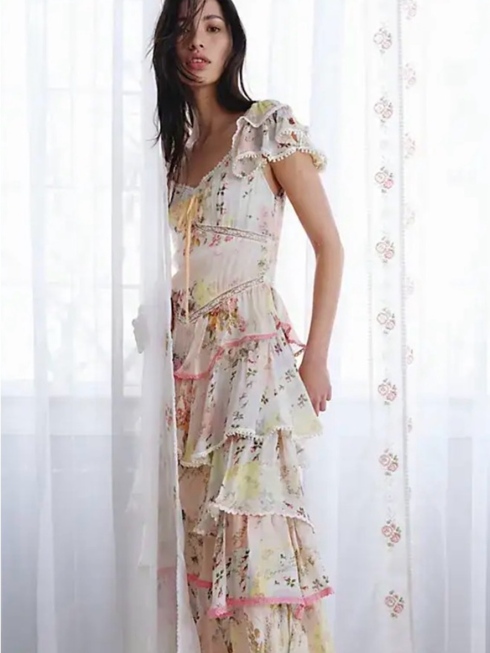 Free People Love You Bunches Floral Tiered Dress